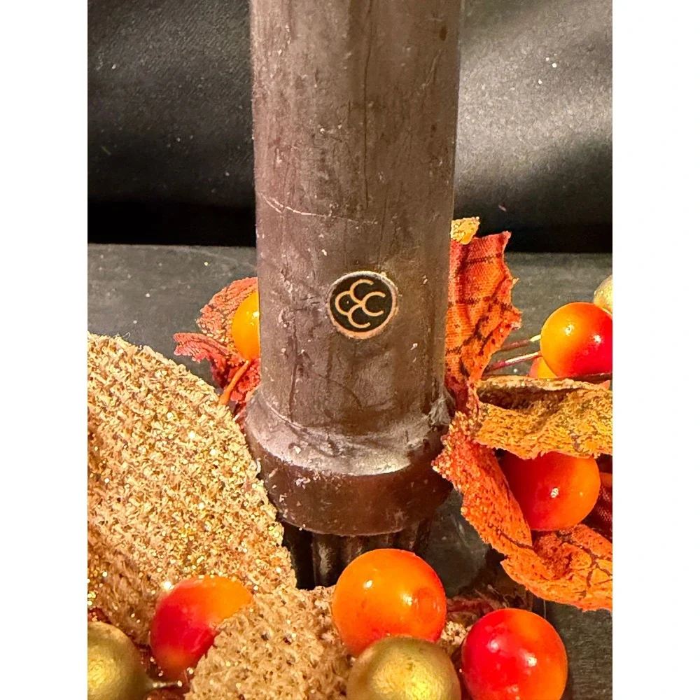 Colonial Candle of Cape Cod Brown Taper Candles with Fall Foliage Ring Set